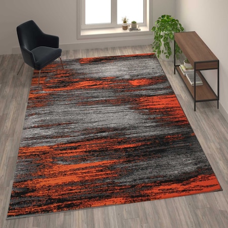 Flash Furniture Orange 8x10 Abstract Area Rug ACD-RGTRZ863-810-OR-GG